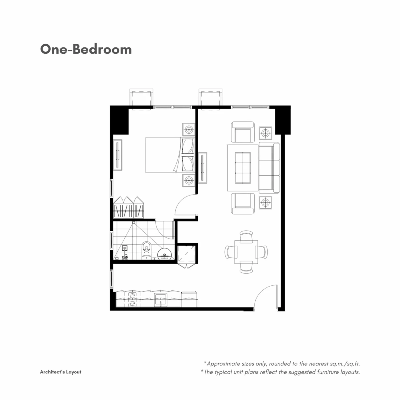 Cerule at Solinea 1 Bedroom • approx. 51 sqm floor plan