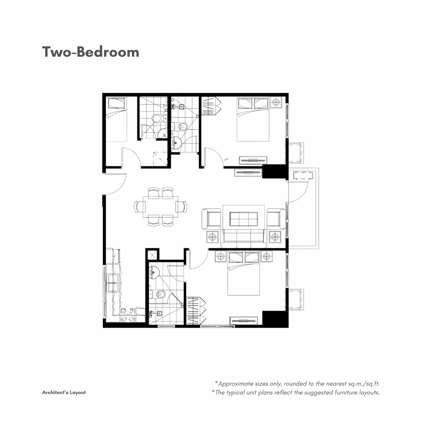 Cerule at Solinea 2 Bedroom • approx. 74 sqm floor plan