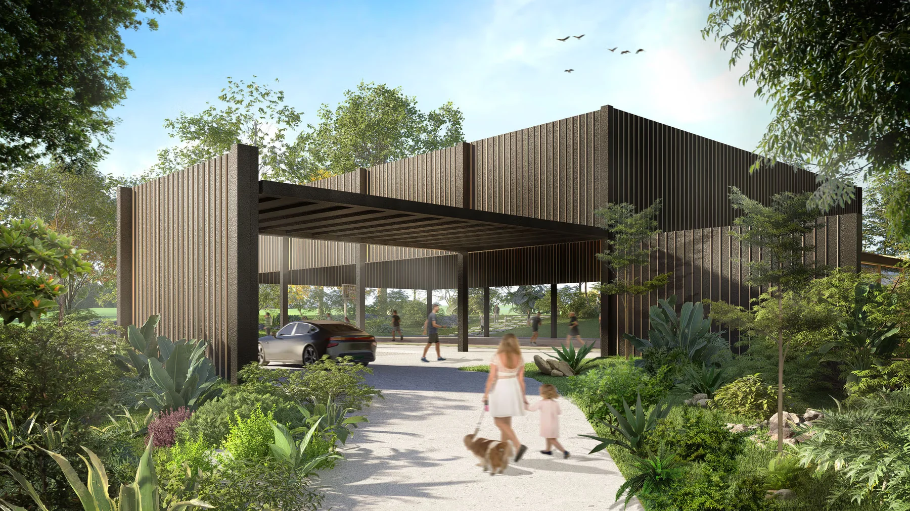 Amenity walkway and pavilion