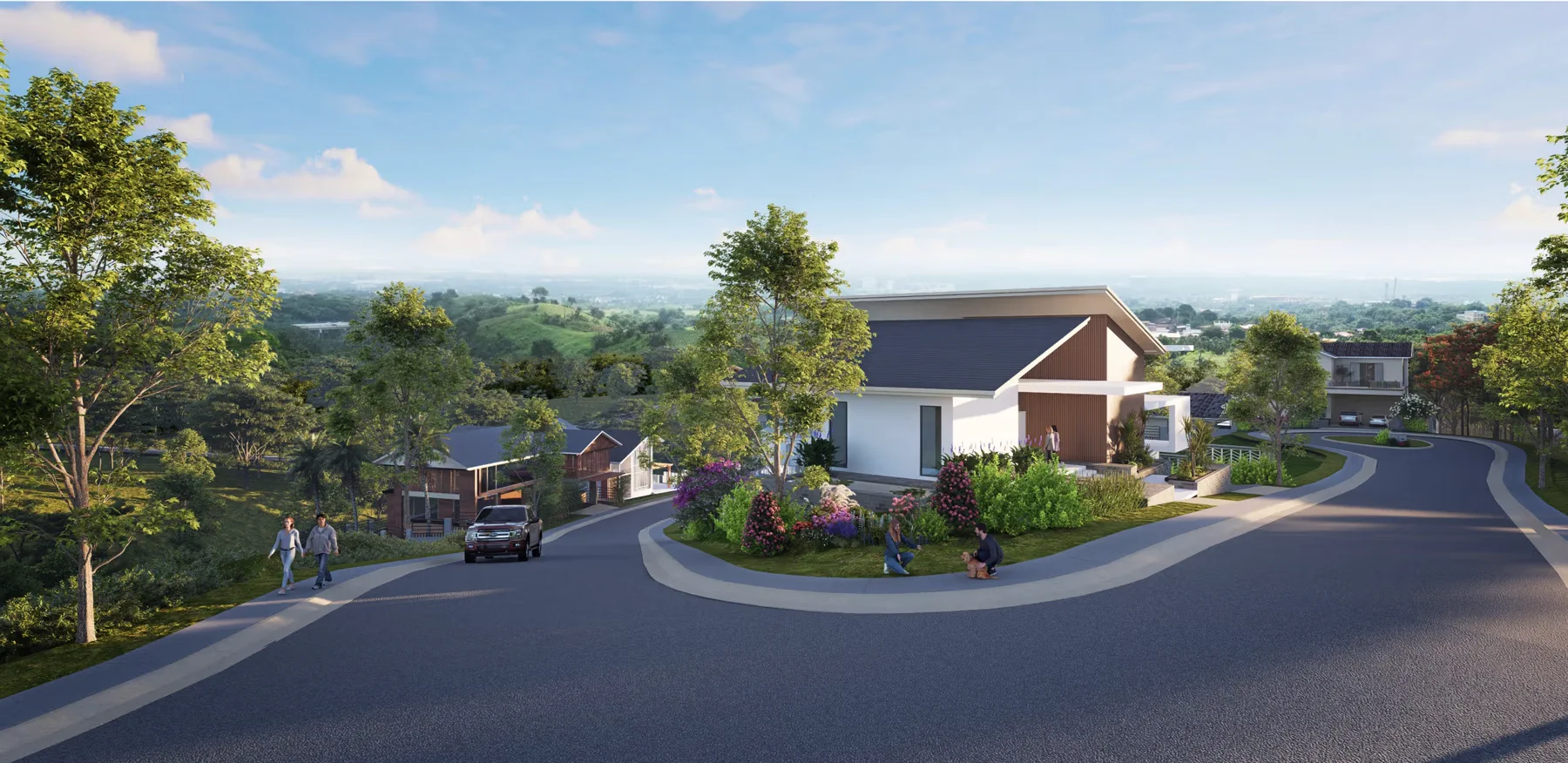 Estate road and residential setting