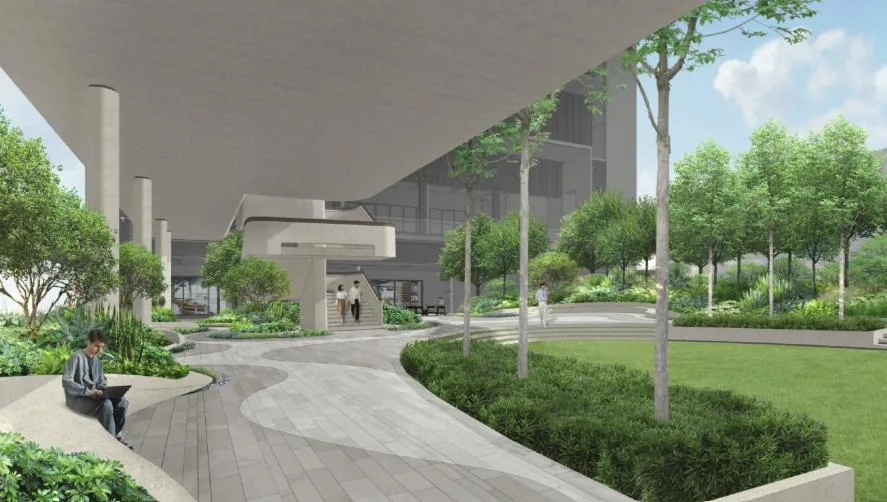 Landscaped park arrival