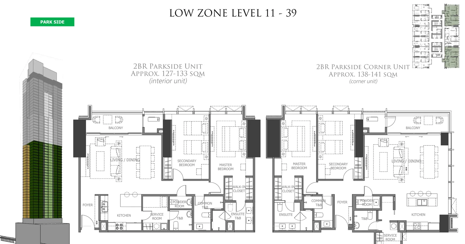 Two-bedroom Parkside plans