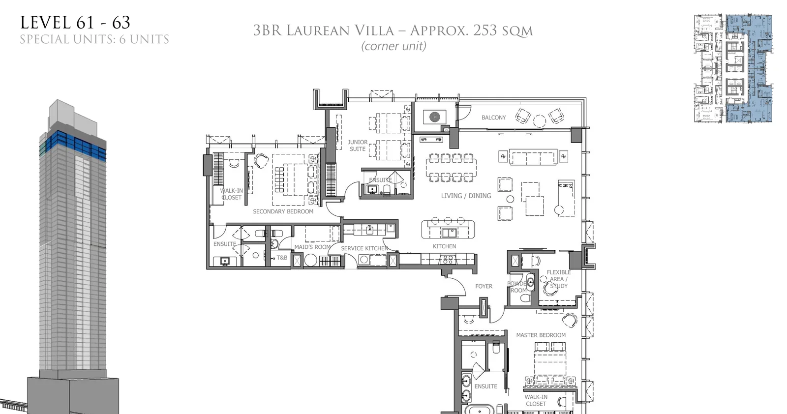 Three-bedroom Laurean Villa — approximately 253 sqm