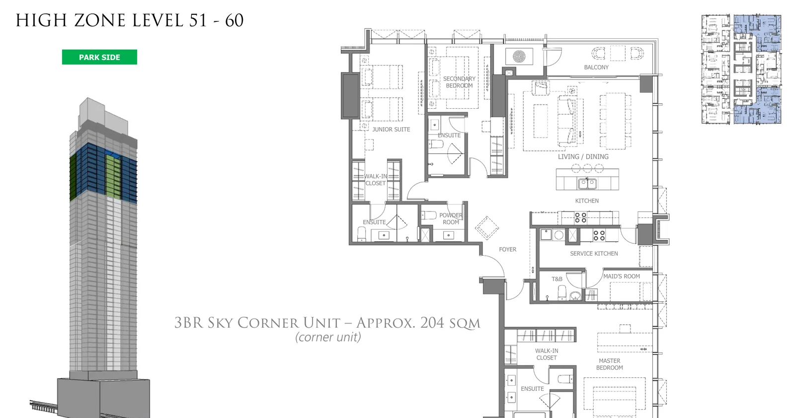 Three-bedroom Sky Corner plan