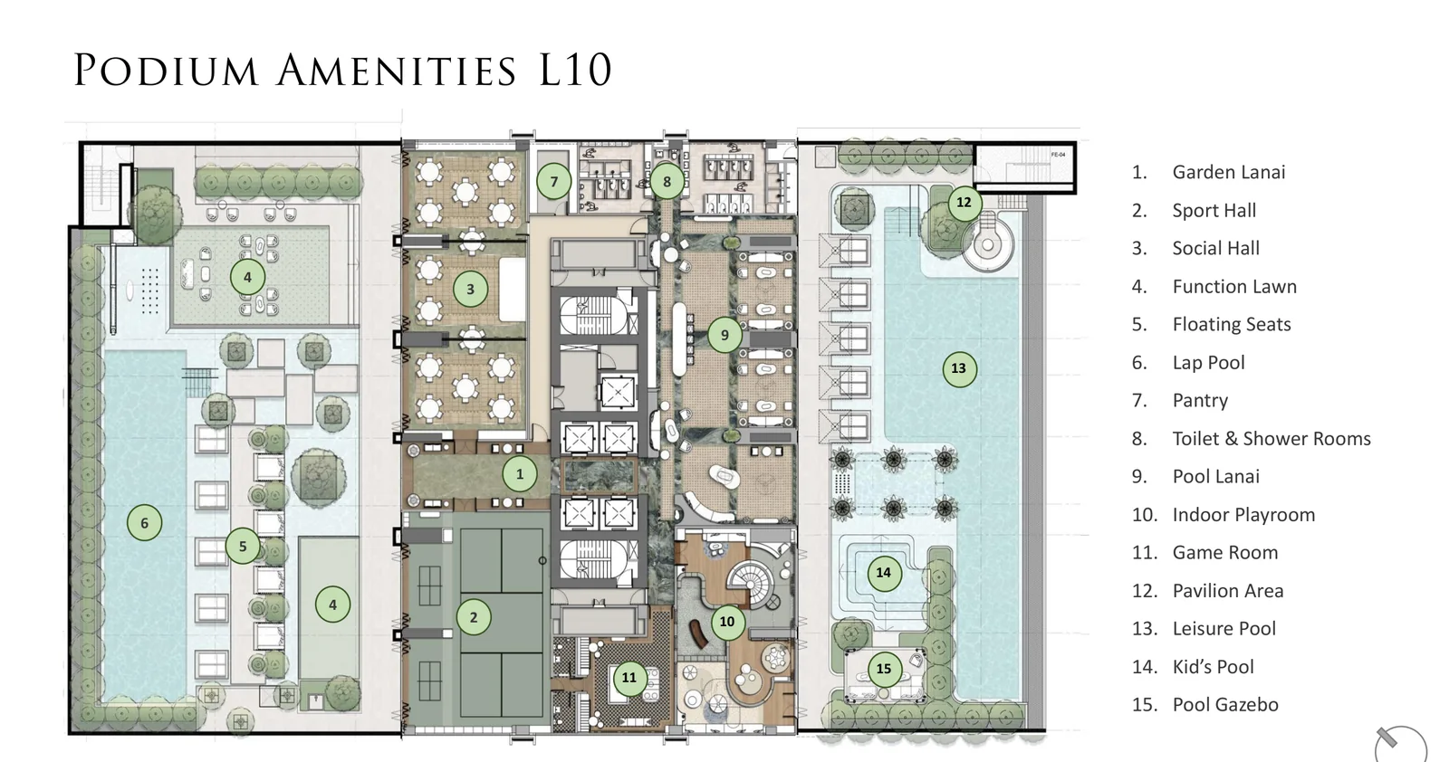 Level 10 podium amenity plan
