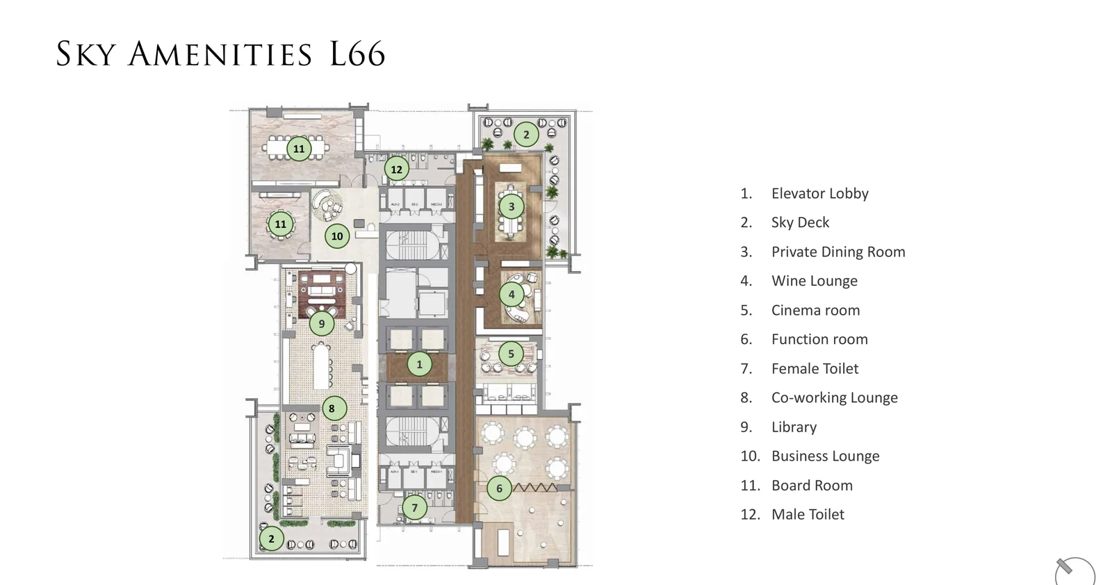 Level 66 sky amenities plan