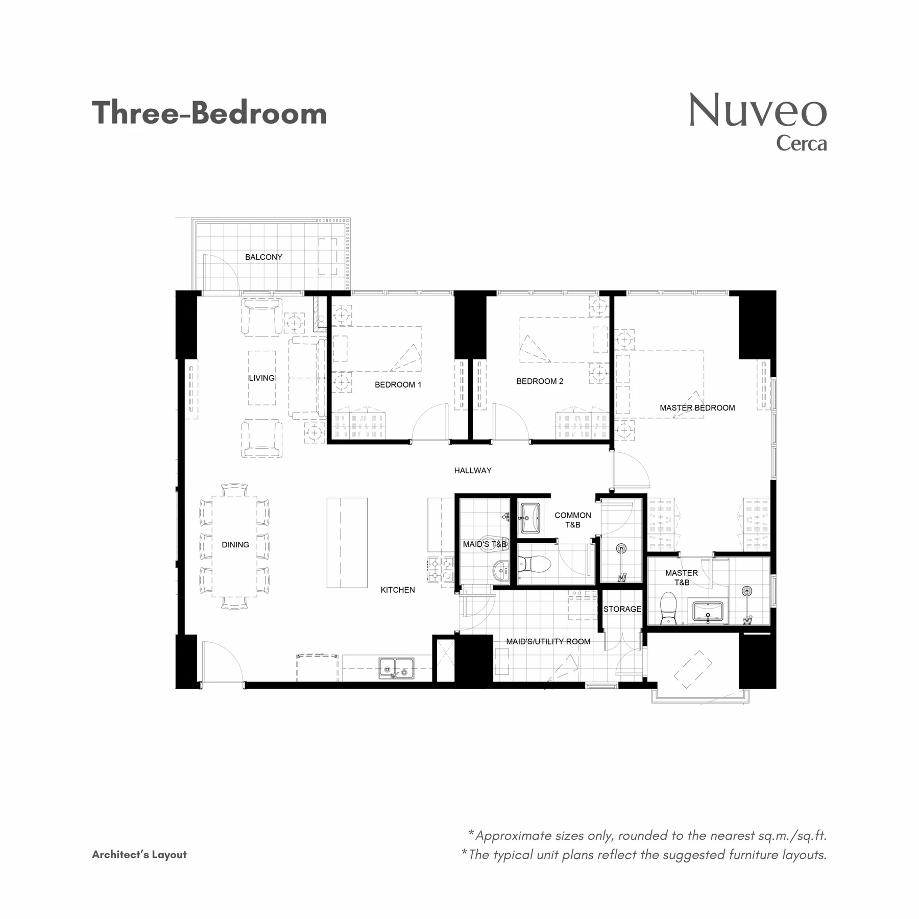 Representative three-bedroom plan for Nuveo at Cerca