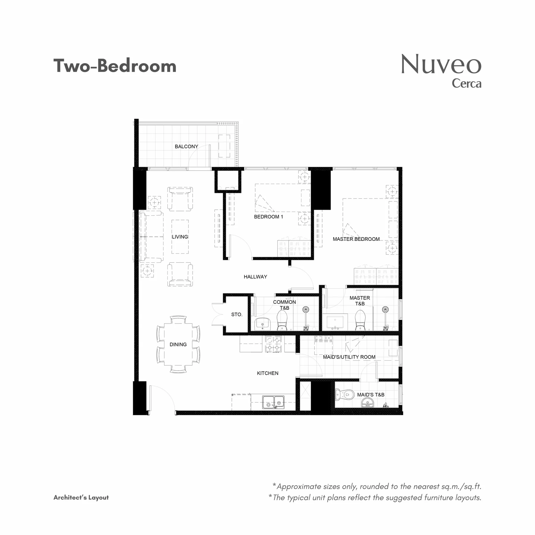 Representative two-bedroom plan for Nuveo at Cerca