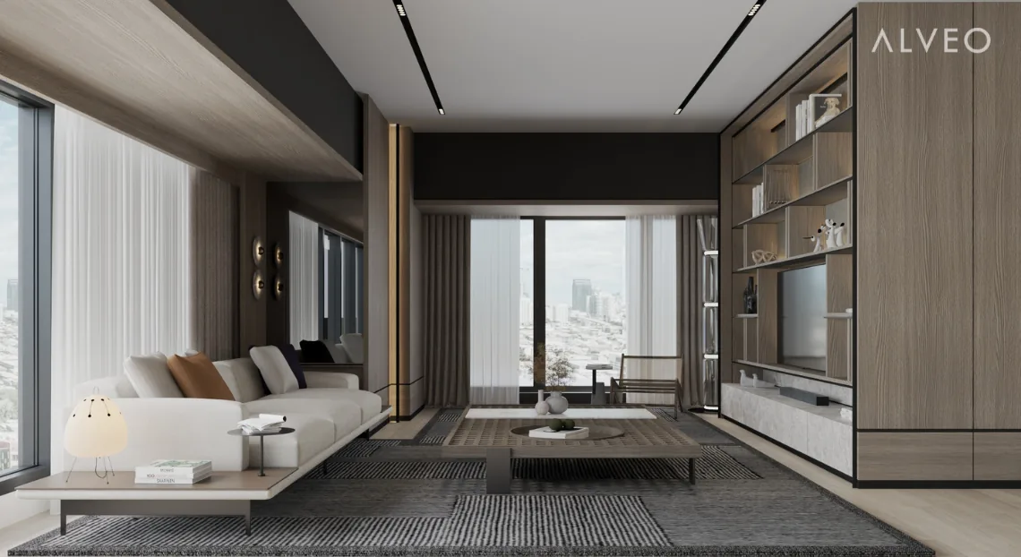 Orean Residences 2BR living area artist's perspective