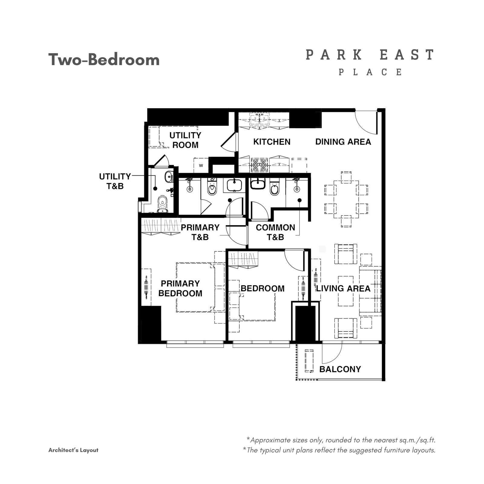 Park East Place 2 Bedroom • approx. 94 sqm public plan floor plan