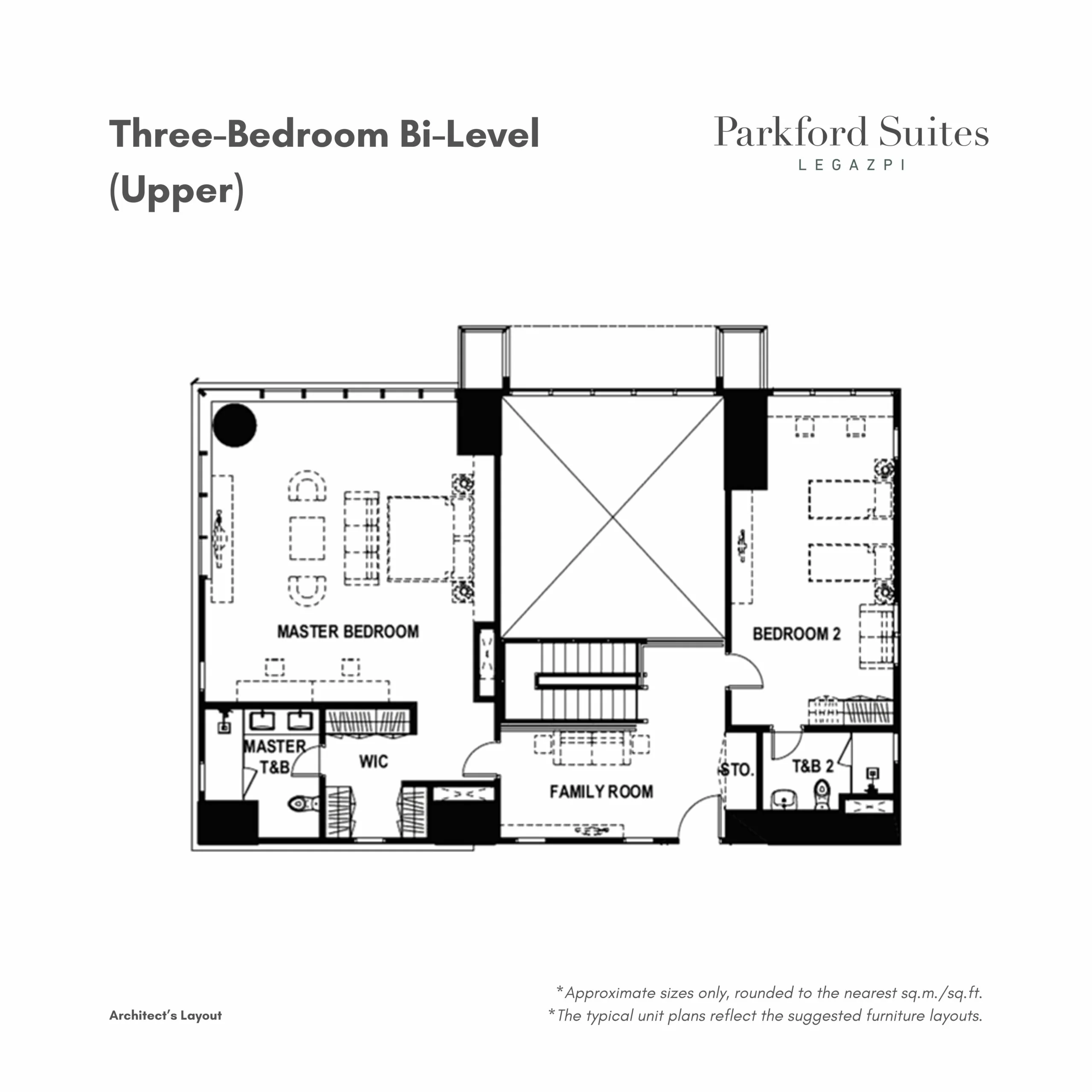 Parkford Suites Legazpi Three-Bedroom Bi-Level • up to approx. 328 sqm floor plan