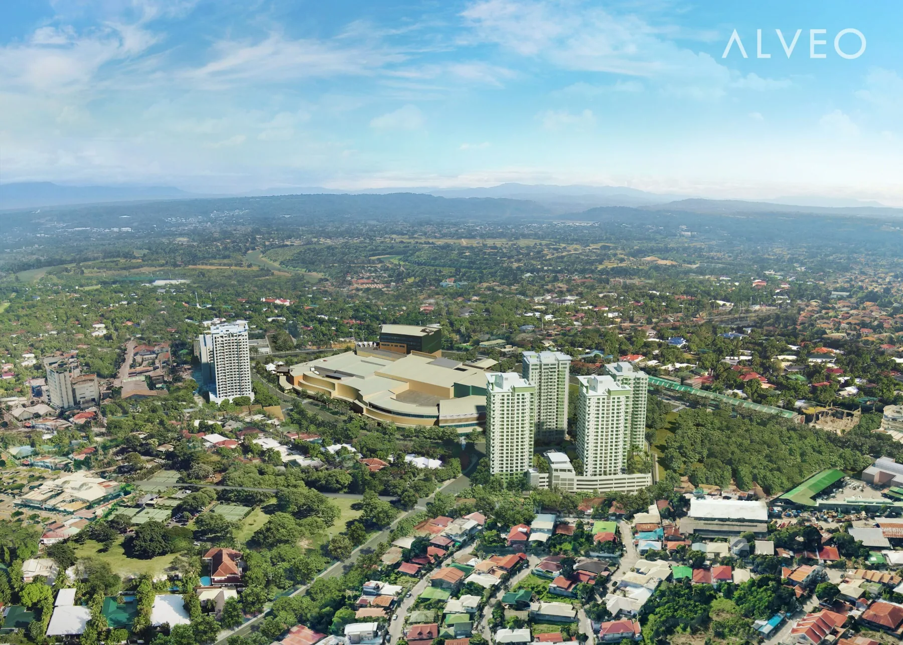 Artist's perspective aerial view of the Abreeza district in Davao City