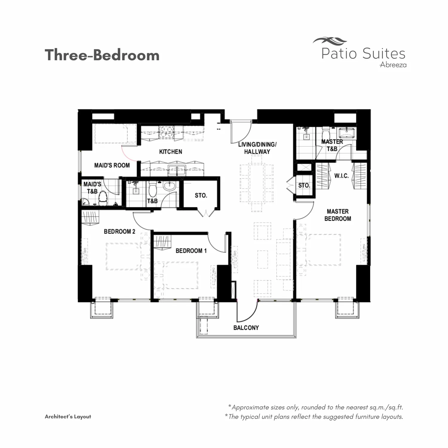 Representative three-bedroom plan for Patio Suites at Abreeza