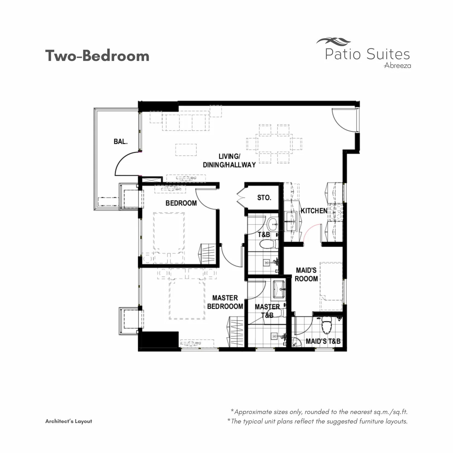Representative two-bedroom plan for Patio Suites at Abreeza