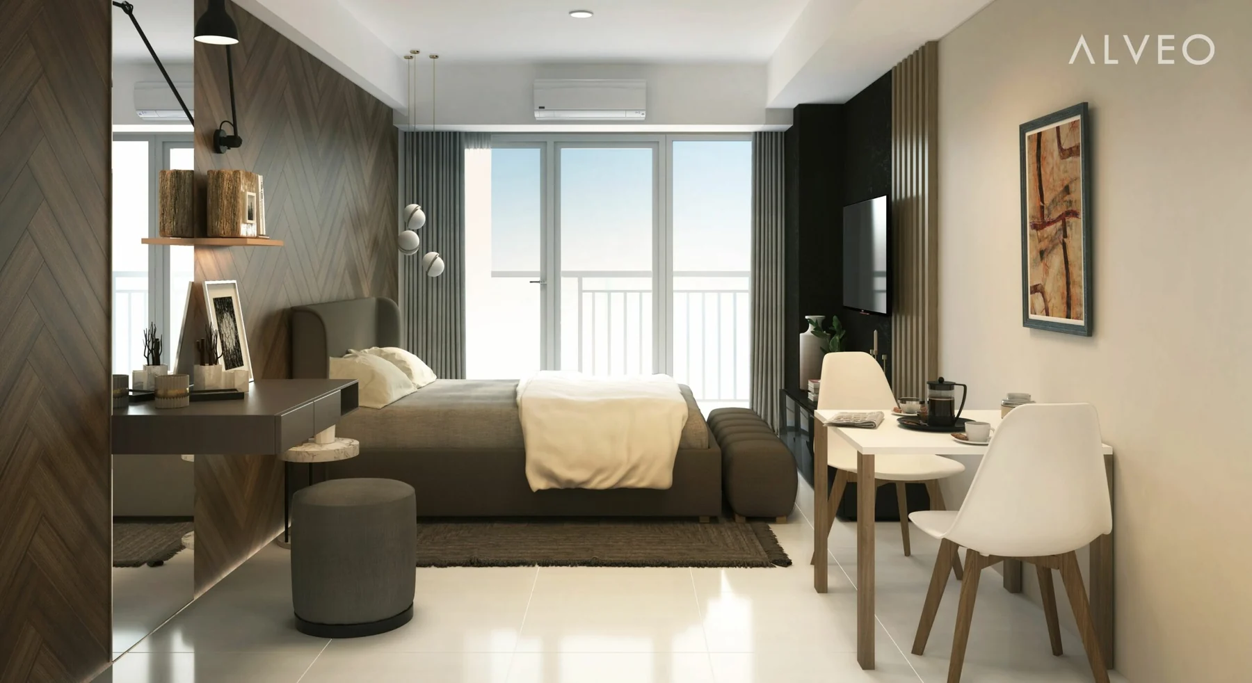 Studio bedroom area
