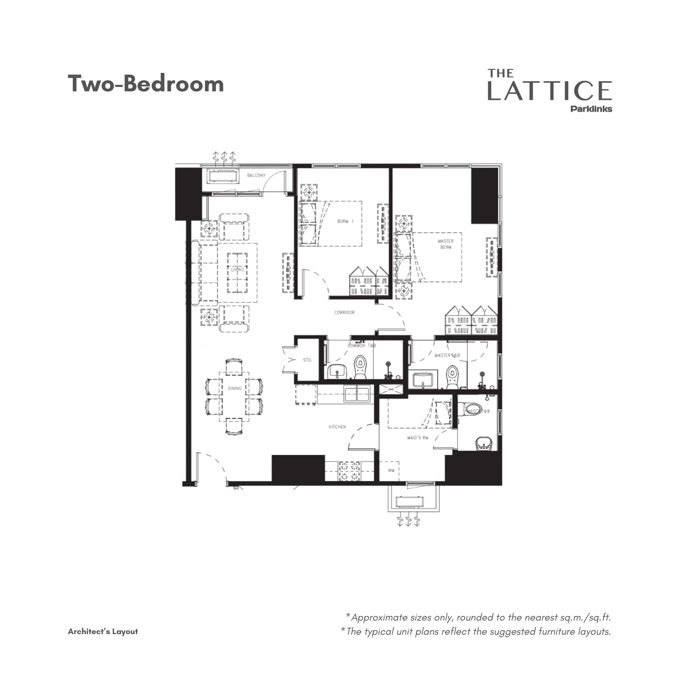 The Lattice at Parklinks Two-Bedroom Unit • approx. 94 sqm floor plan